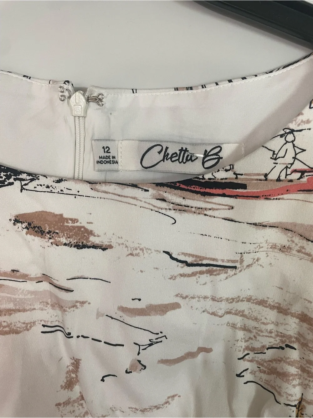 Chetta B Venice Italy Scenic Sketch Print Sleeveless Sheath Cotton Dress Size 12 - Picture 4 of 8